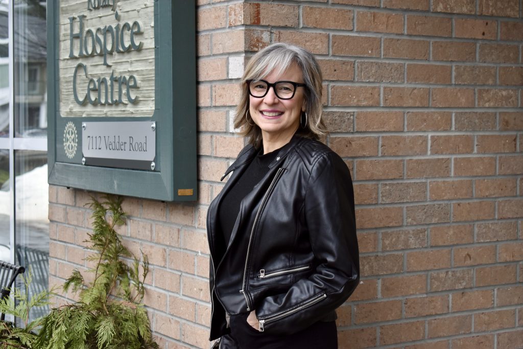 New palliative services manager Candice Quesnel poses in front of Chilliwack Hospice Society office.